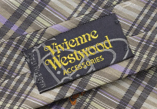 VivienneWestwood ACCESSORIES Point Orb Check Silk Tie K-175737_008