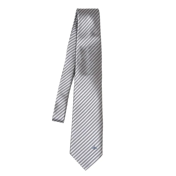 VivienneWestwood ACCESSORIES Orb Point Regimental Tie Grey  K-175738_001