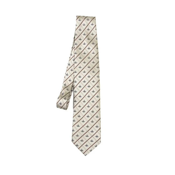 VivienneWestwood ACCESSORIES Orb Check Tie Beige  K-175743_001