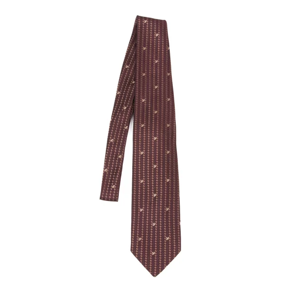 VivienneWestwood ACCESSORIES Orb Dot Stripe Tie Bordeaux  K-175745_001