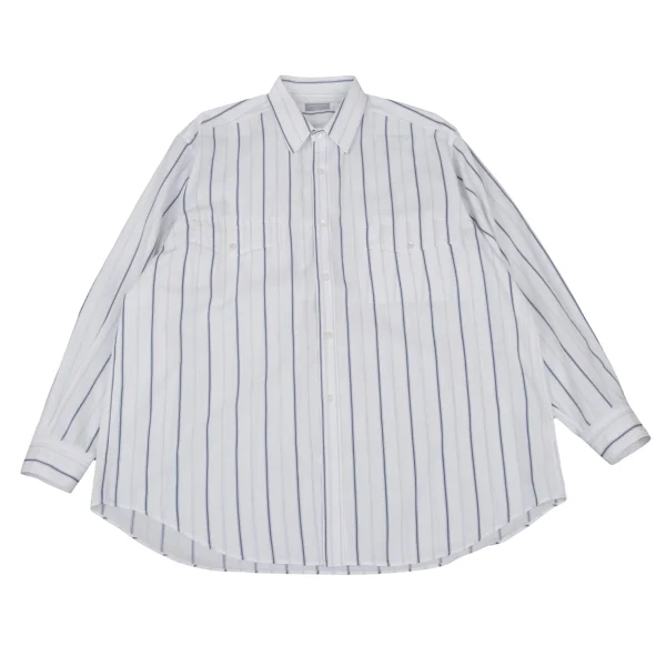 COMME des GARCONS HOMME Striped Flap Pocket Long Sleeve Shirt White,Navy M-L K-175749_001