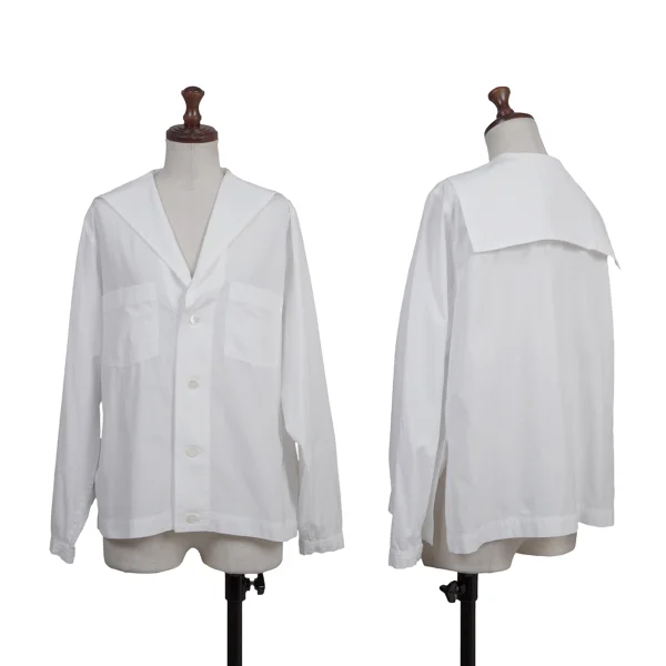 Y's Cotton Sailor Collar Blouse White S-M K-175751_001