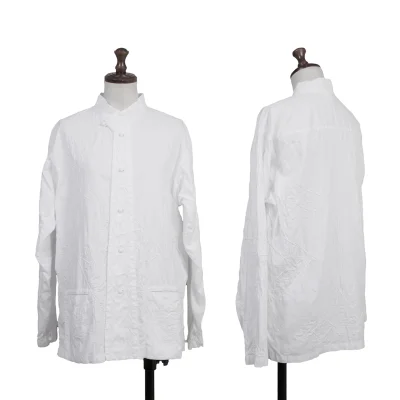 ISSEY MIYAKE HaaT Cotton Graphic Embroidered Stand Collar Blouse