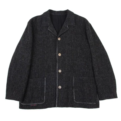 Papas Harris Tweed Leather Piping Jacket