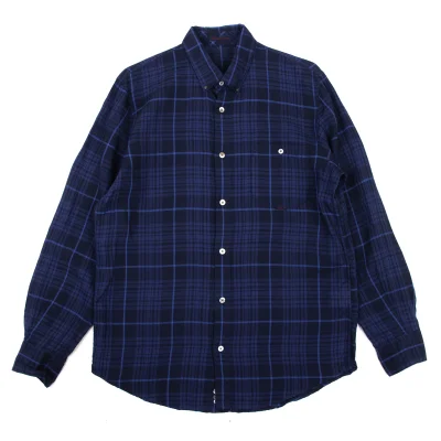 Papas Linen Button Down Check Shirt