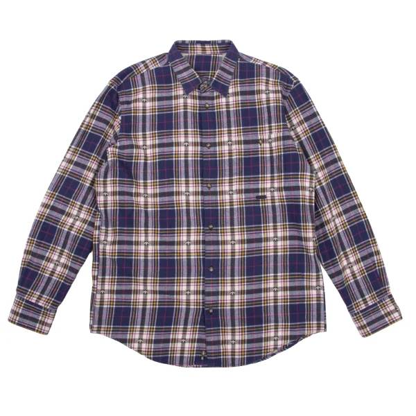 Papas Bird Patterned Flannel Check Shirt Navy,Multi-Color 48M K-175758_001