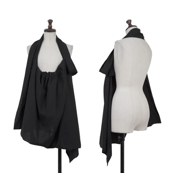 Yohji Yamamoto FEMME Wool Strap Asymmetric Top Black 2 K-175764_001