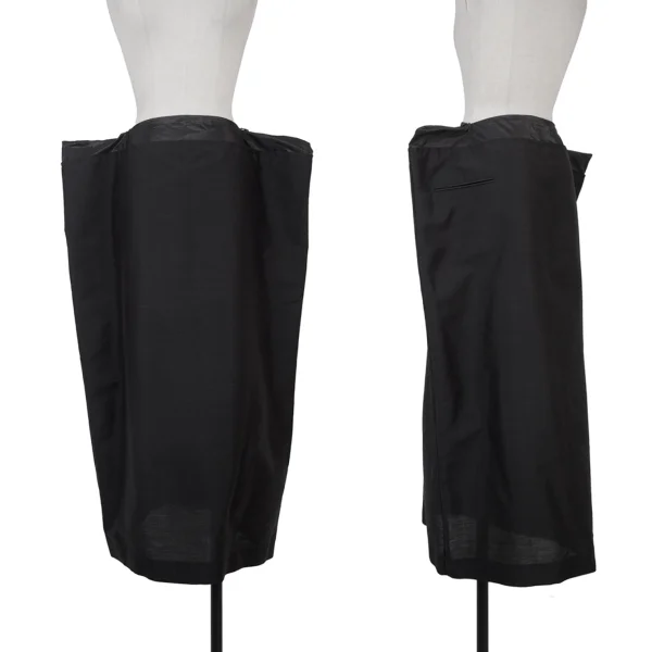 Yohji Yamamoto FEMME Mohair Blend Zip Detail Skirt Black 2 K-175766_001