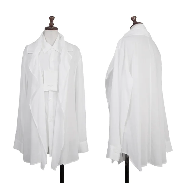 Yohji Yamamoto collections Drape Design Shirt White 2 K-175768_001