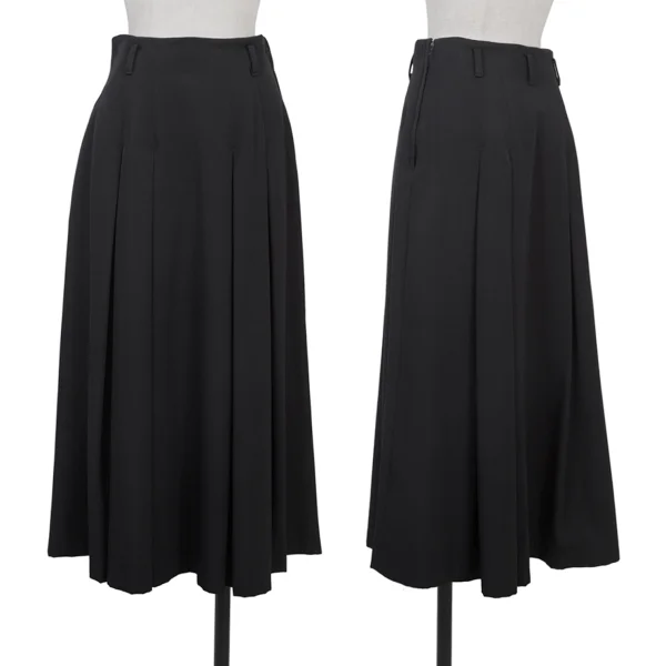Y's Wool Box Pleats Skirt Black S-M K-175772_001