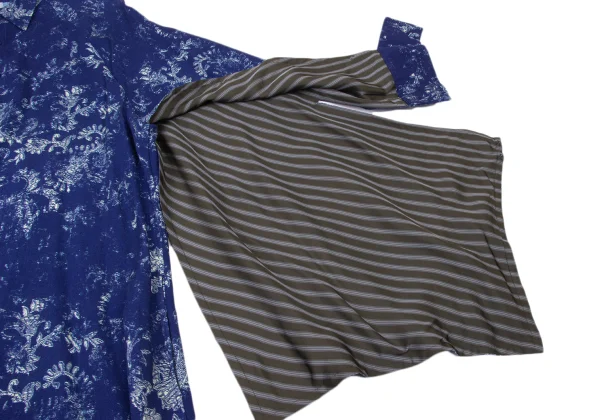 Yohji Yamamoto NOIR Floral Discharge-Print Stripe Lining Dress K-175774_008