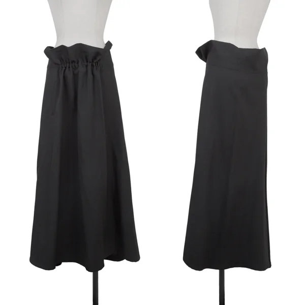 Yohji Yamamoto NOIR Wool Gabardine Wide Fishtail Skirt Black 1 K-175776_001