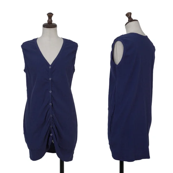 ISSEY MIYAKE me Dyed Cotton Wrinkle Pleats Vest Blue Free K-175792_001