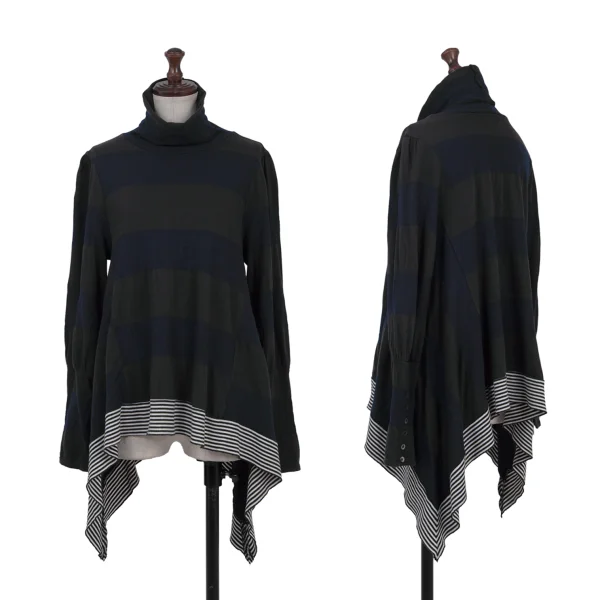 sunao kuwahara Hem Switching Drape T Shirt Navy M K-175795_001