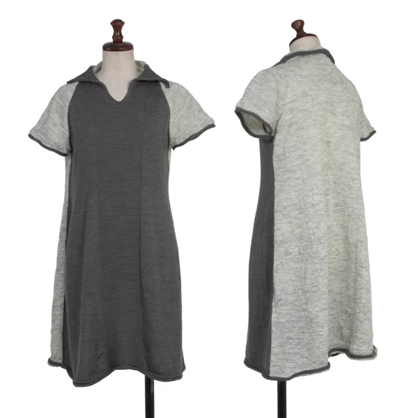 POINTLIGNE Wool Blend Switching Knit Tunic Grey 38 K-175805_001