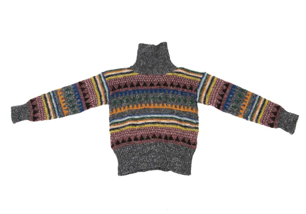 KANSAI YAMAMOTO Colorful Turtleneck Knit Sweater K-175806_002