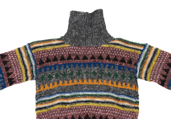 KANSAI YAMAMOTO Colorful Turtleneck Knit Sweater K-175806_003