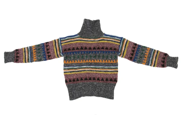 KANSAI YAMAMOTO Colorful Turtleneck Knit Sweater K-175806_012