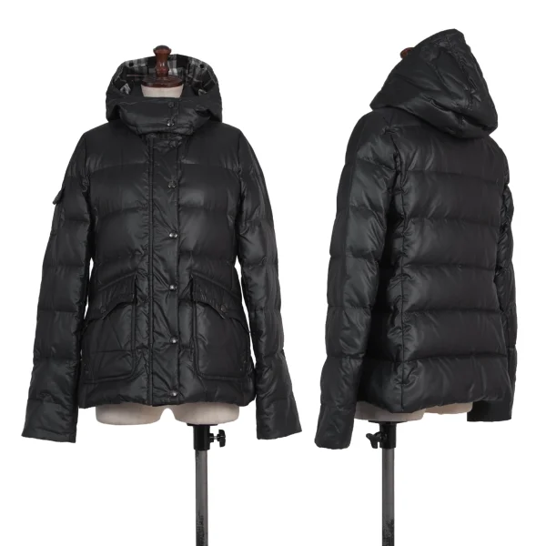 BURBERRY BLUE LABEL Detachable Hood Check Lining Down Jacket Black 38 K-175807_001