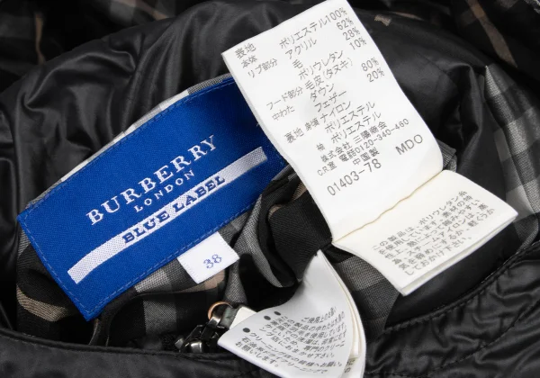BURBERRY BLUE LABEL Detachable Hood Check Lining Down Jacket K-175807_019