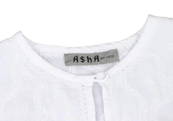 ASHA BY MDS Cotton Graphic Embroidered Balloon Sleeve Skipper Blouse K-175817_004