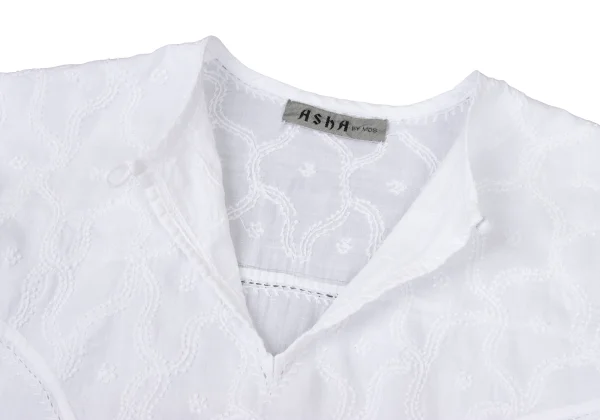 ASHA BY MDS Cotton Graphic Embroidered Balloon Sleeve Skipper Blouse K-175817_006