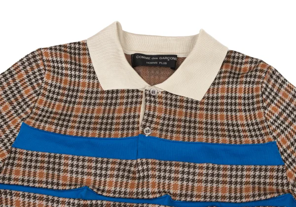 COMME des GARCONS HOMME PLUS Line Switching Houndstooth Polo Shirt K-175821_002
