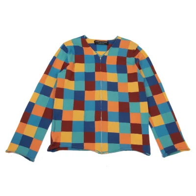 COMME des GARCONS HOMME PLUS Colorful Check Jacquard Psychedelic Knit Cardigan