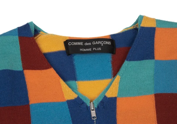 COMME des GARCONS HOMME PLUS Colorful Check Jacquard Psychedelic Knit Cardigan K-175823_004