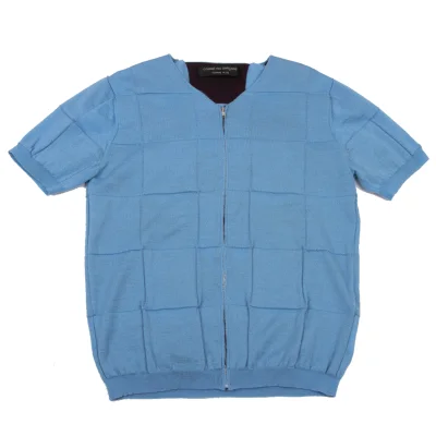 COMME des GARCONS HOMME PLUS Reverse Check Jacquard Short Sleeve Knit Cardigan