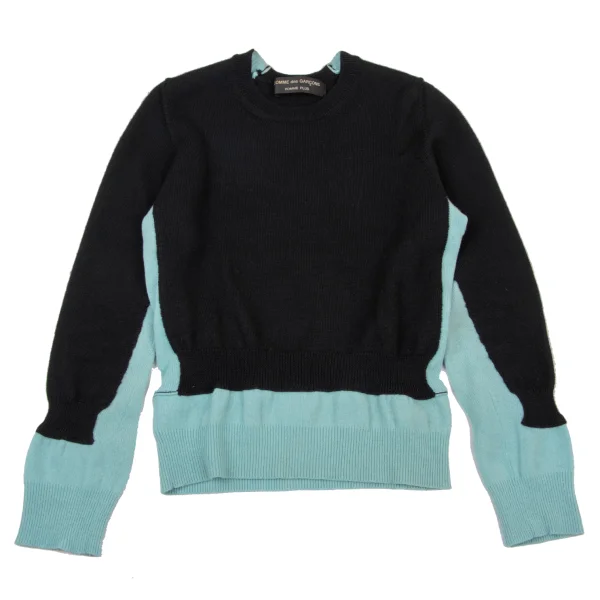 COMME des GARCONS HOMME PLUS Docking Wool Knit Top Black,Sky blue XS-S K-175825_001