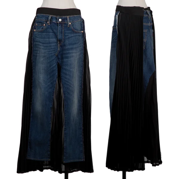 JUNYA WATANABE×Levi's Sheer Pleated Denim Docking Skirt Black, Indigo M K-175837_001