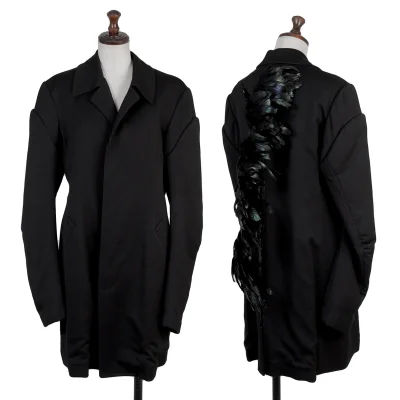 COMME des GARCONS Back Feather Embellishment Balmacaan Coat