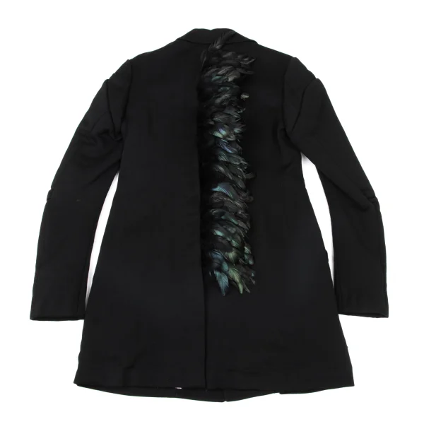 COMME des GARCONS Back Feather Embellishment Balmacaan Coat K-175839_002