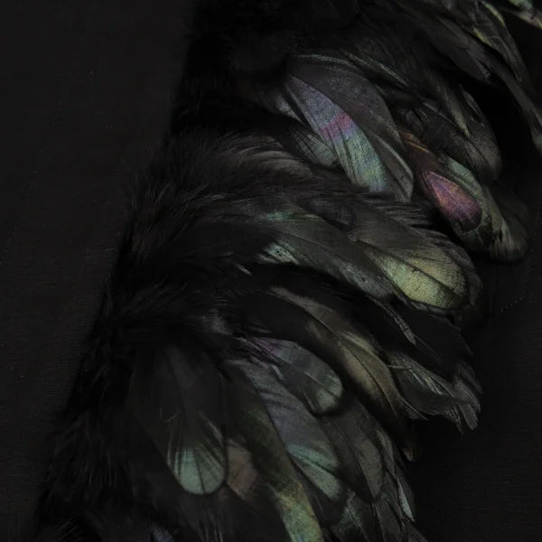 COMME des GARCONS Back Feather Embellishment Balmacaan Coat K-175839_005
