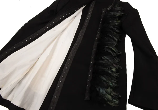 COMME des GARCONS Back Feather Embellishment Balmacaan Coat K-175839_006