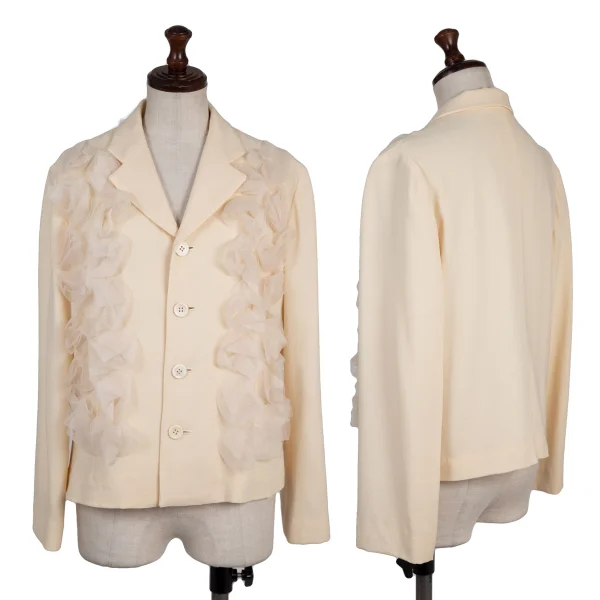 robe de chambre COMME des GARCONS Mesh Frill Jacket Ivory S-M K-175841_001