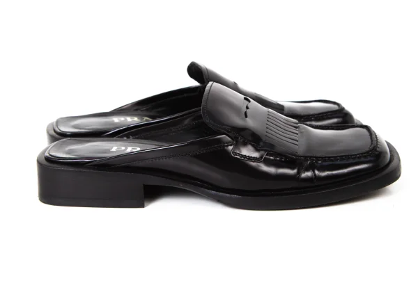 PRADA Fringe Leather Square Toe Mules K-175844_005