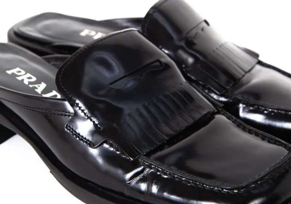 PRADA Fringe Leather Square Toe Mules K-175844_006