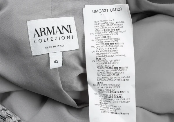 ARMANI COLLEZIONI Blended Fabric Textured Shawl Collar Jacket K-175848_013