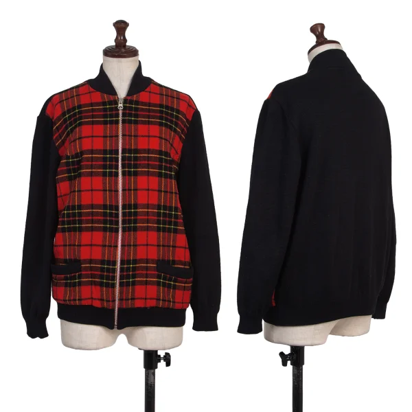 Y's bis Checker Switching Knit Blouson Red,Black S-M K-175855_001