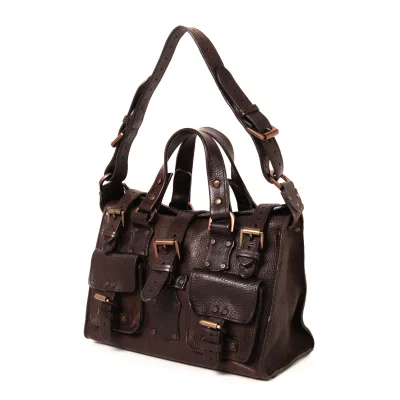 MULBERRY Suede Lining Pocket Design Leather Handbag