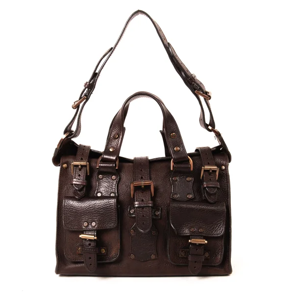 MULBERRY Suede Lining Pocket Design Leather Handbag K-175858_002