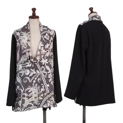 tricot COMME des GARCONS Front Floral Print Draped Neck Top
