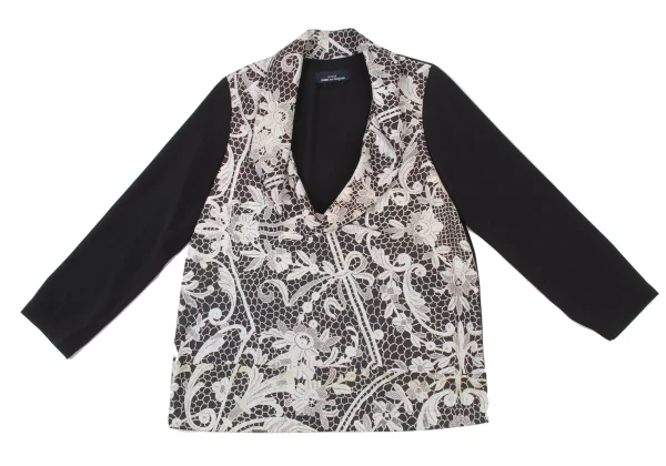 tricot COMME des GARCONS Front Floral Print Draped Neck Top K-175866_002