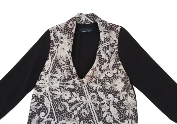 tricot COMME des GARCONS Front Floral Print Draped Neck Top K-175866_003