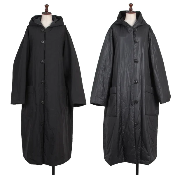 Y's Nylon Padded Reversible Hooded Coat Black,Navy M-L K-175870_001