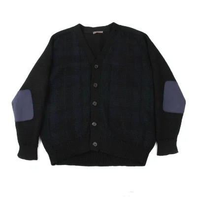 Y's for men Wool Elbow Patch Knit Cardigan