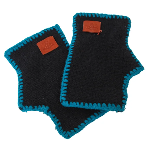 Vivienne Westwood Orb Patch Fingerless Knit Glove Black  K-175892_001