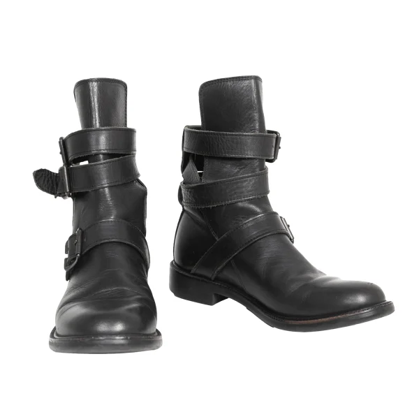 Yohji Yamamoto FEMME Belted Leather Boots Black 2 (US About7)  K-175893_001